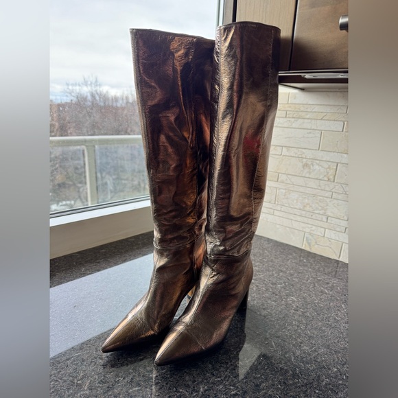 CASADEI BRONZE KNEE HIGH BOOTS - Picture 8 of 9